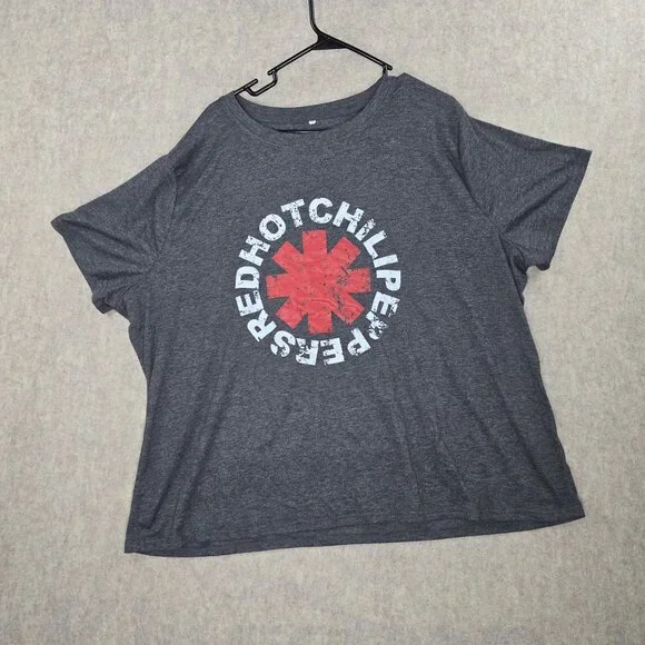 Red Hot Chili Peppers women’s Graphic T-Shirt Gray 5XL Cotton Blend Short Sleeve - Picture 1 of 6